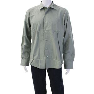 Emile Lafaurie Mens Point ButtonUp Cotton Dress Shirt Green Long Sleeve Size XL